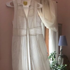 Maeve Anthropologie White Swiss Dot Dress A-Line Size 6